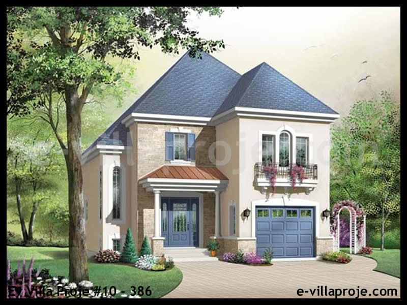 143 m² 2 Katlı (Dubleks) 4+1 Avrupa Çelik Konstrüksiyon Villa (Ev Villa Proje #10 - 386) Cephe Görünümü ve Kat Planı