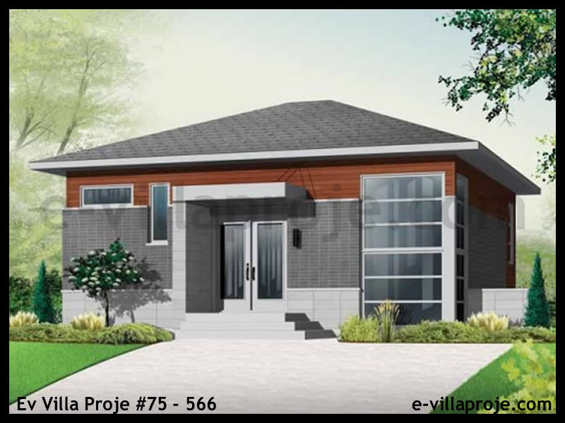 143 m² 2 Katlı (Dubleks) 4+1 Taş Çelik Konstrüksiyon Villa (Ev Villa Proje #75 - 566) Cephe Görünümü ve Kat Planı