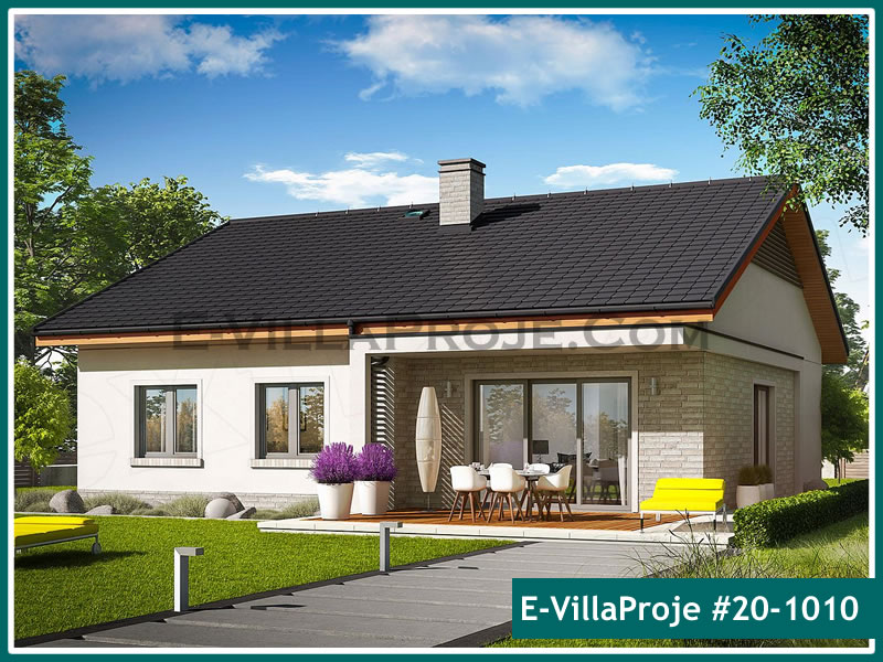 143 m² Tek Katlı 4+1 Ekonomik Çelik Konstrüksiyon Villa (Ev Villa Proje #20 - 1010) Cephe Görünümü ve Kat Planı