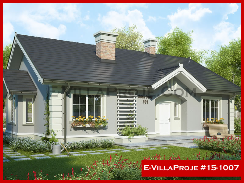 144 m² Tek Katlı 4+1 Amerikan Çelik Konstrüksiyon Villa (Ev Villa Proje #15 - 1007) Cephe Görünümü ve Kat Planı