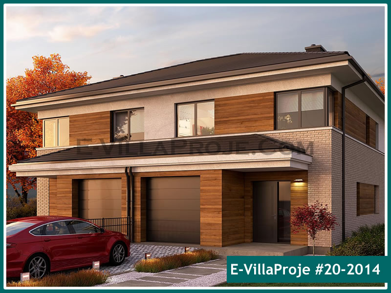145 m² 2 Katlı (Dubleks) 4+1 İkiz Çelik Konstrüksiyon Villa (Ev Villa Proje #20 - 2014) Cephe Görünümü ve Kat Planı