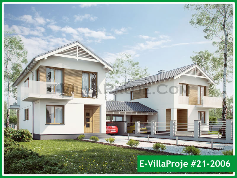145 m² 2 Katlı (Dubleks) 4+1 İkiz Çelik Konstrüksiyon Villa (Ev Villa Proje #21 - 2006) Cephe Görünümü ve Kat Planı