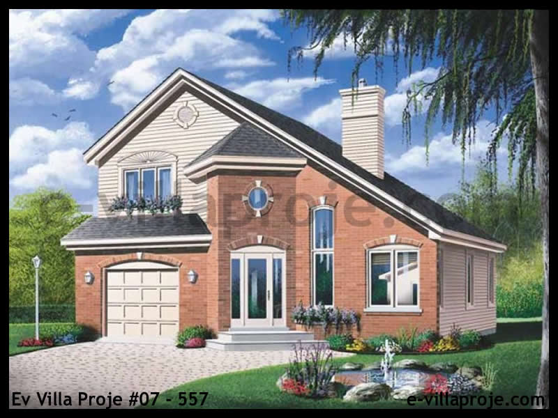145 m² 2 Katlı (Dubleks) 4+1 Taş Çelik Konstrüksiyon Villa (Ev Villa Proje #07 - 557) Cephe Görünümü ve Kat Planı