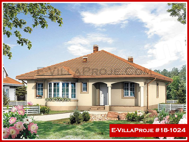 145 m² Tek Katlı 4+1 Ekonomik Çelik Konstrüksiyon Villa (Ev Villa Proje #18 - 1024) Cephe Görünümü ve Kat Planı