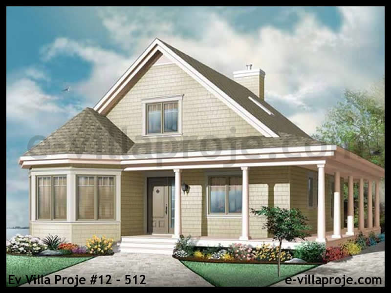 147 m² 2 Katlı (Dubleks) 4+1 Çiftlik Çelik Konstrüksiyon Villa (Ev Villa Proje #12 - 512) Cephe Görünümü ve Kat Planı
