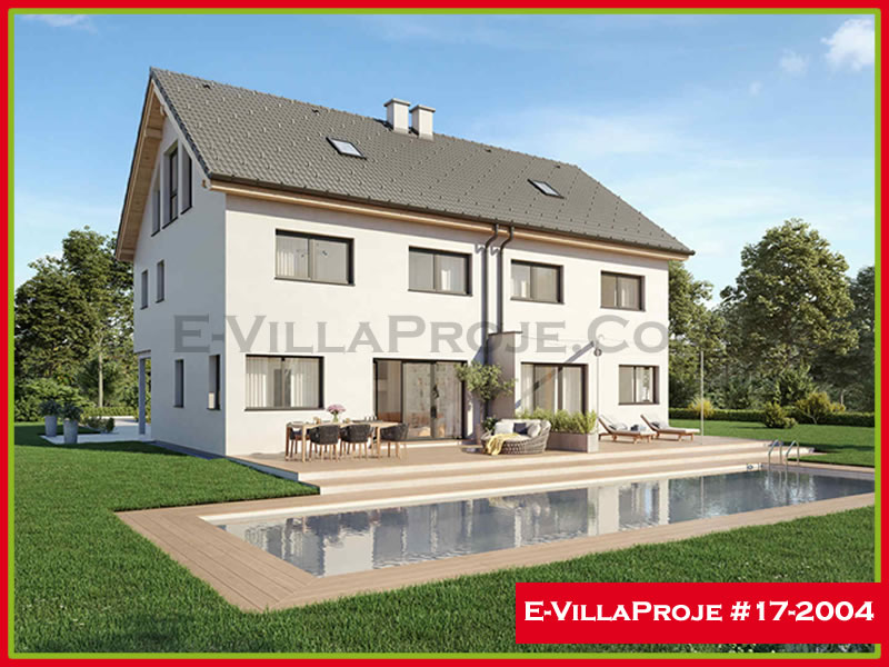 147 m² 2 Katlı (Dubleks) 4+1 İkiz Çelik Konstrüksiyon Villa (Ev Villa Proje #17 - 2004) Cephe Görünümü ve Kat Planı