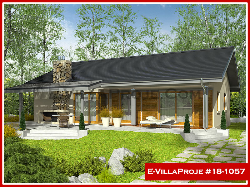 147 m² Tek Katlı 4+1 Ekonomik Çelik Konstrüksiyon Villa (Ev Villa Proje #18 - 1057) Cephe Görünümü ve Kat Planı