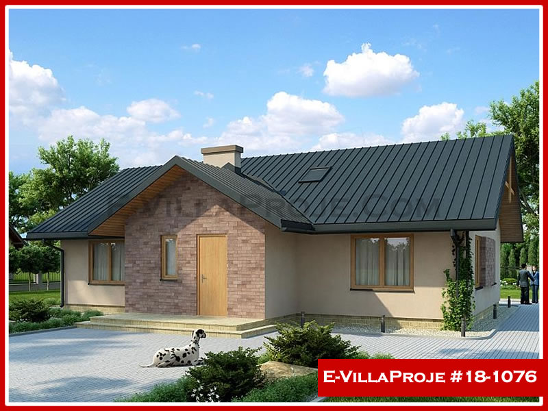 147 m² Tek Katlı 4+1 Ekonomik Çelik Konstrüksiyon Villa (Ev Villa Proje #18 - 1076) Cephe Görünümü ve Kat Planı