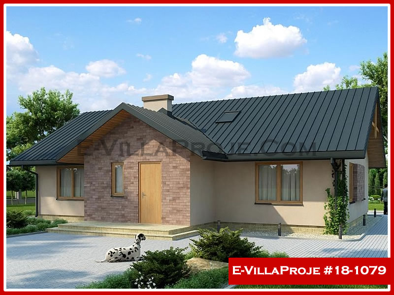 147 m² Tek Katlı 4+1 Şehir Tarzı lar Çelik Konstrüksiyon Villa (Ev Villa Proje #18 - 1079) Cephe Görünümü ve Kat Planı