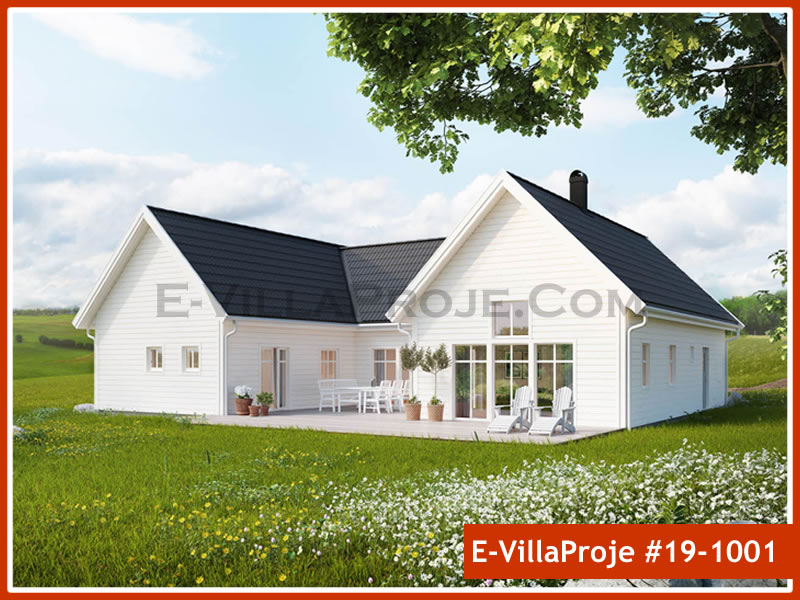 147 m² Tek Katlı 4+1 Modern Çelik Konstrüksiyon Villa (Ev Villa Proje #19 - 1001) Cephe Görünümü ve Kat Planı