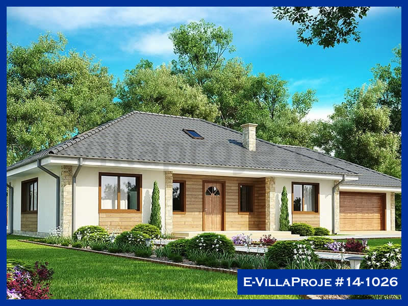 148 m² Tek Katlı 4+1 Modern Çelik Konstrüksiyon Villa (Ev Villa Proje #14 - 1026) Cephe Görünümü ve Kat Planı
