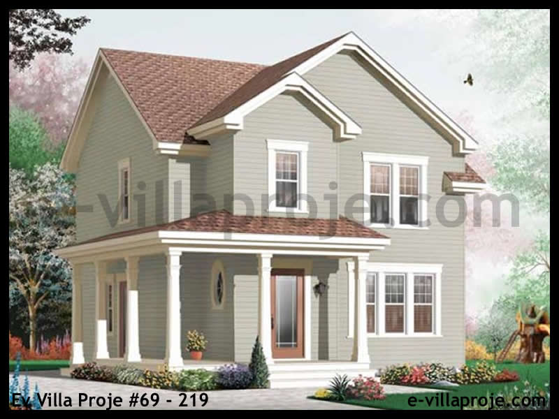 150 m² 2 Katlı (Dubleks) 4+1 Ekonomik Çelik Konstrüksiyon Villa (Ev Villa Proje #69 - 219) Cephe Görünümü ve Kat Planı