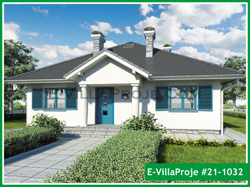 150 m² Tek Katlı 4+1 Ekonomik Çelik Konstrüksiyon Villa (Ev Villa Proje #21 - 1032) Cephe Görünümü ve Kat Planı