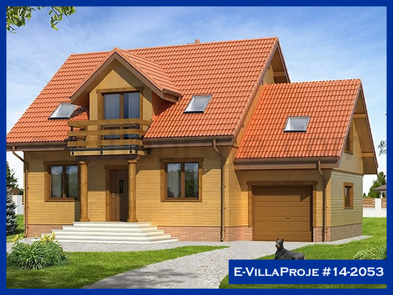 152 m² 2 Katlı (Dubleks) 4+1 Ahşap Çelik Konstrüksiyon Villa (Ev Villa Proje #14 - 2053) Cephe Görünümü ve Kat Planı