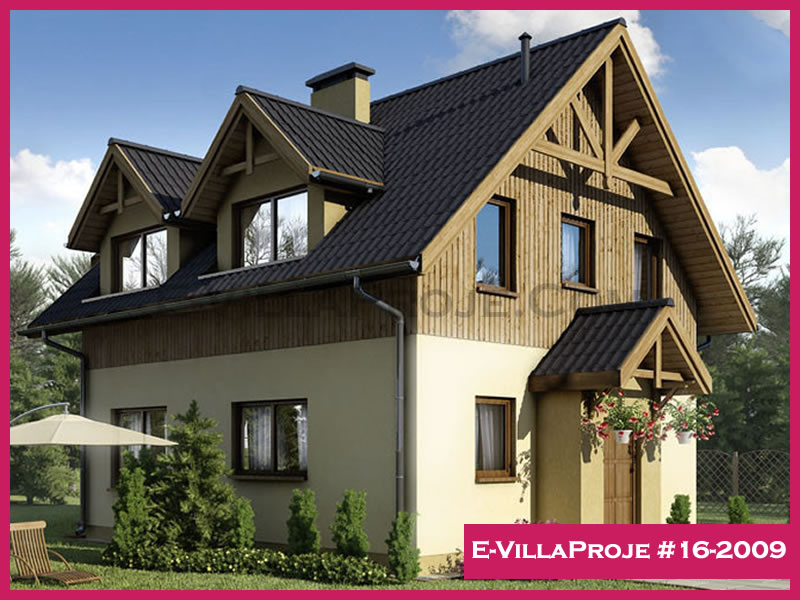 152 m² 2 Katlı (Dubleks) 4+1 Ahşap Çelik Konstrüksiyon Villa (Ev Villa Proje #16 - 2009) Cephe Görünümü ve Kat Planı