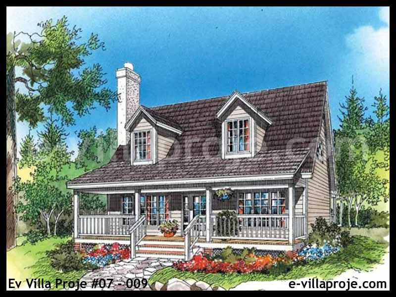152 m² 2 Katlı (Dubleks) 4+1 Çiftlik Çelik Konstrüksiyon Villa (Ev Villa Proje #07 - 009) Cephe Görünümü ve Kat Planı