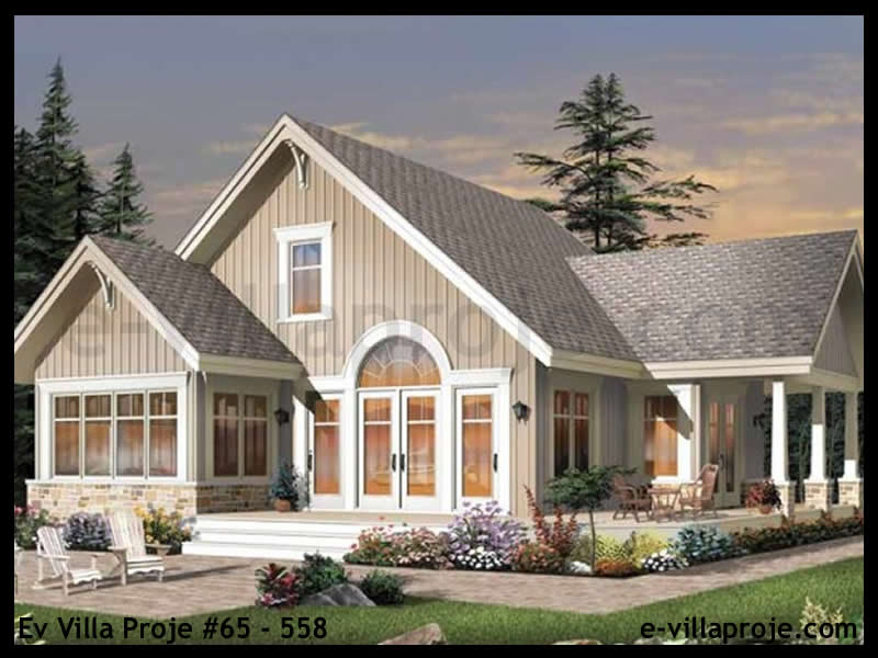 152 m² 2 Katlı (Dubleks) 4+1 Çiftlik Çelik Konstrüksiyon Villa (Ev Villa Proje #65 - 558) Cephe Görünümü ve Kat Planı