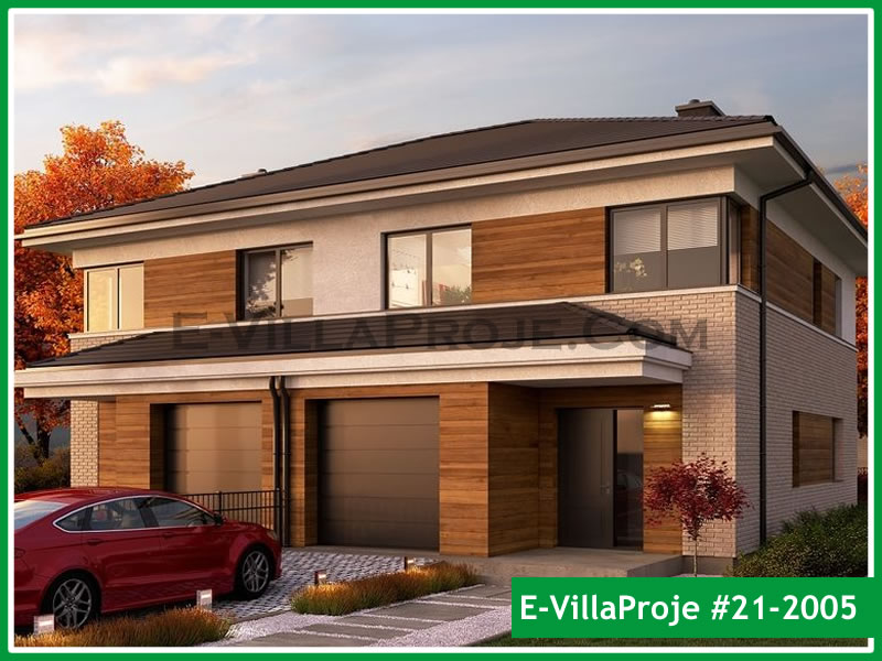 153 m² 2 Katlı (Dubleks) 4+1 İkiz Çelik Konstrüksiyon Villa (Ev Villa Proje #21 - 2005) Cephe Görünümü ve Kat Planı