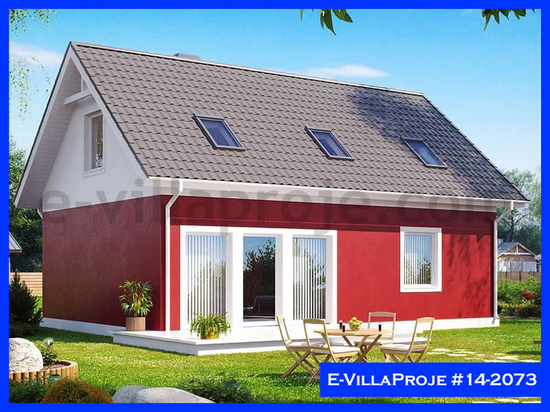 154 m² 2 Katlı (Dubleks) 4+1 Amerikan Çelik Konstrüksiyon Villa (Ev Villa Proje #14 - 2073) Cephe Görünümü ve Kat Planı