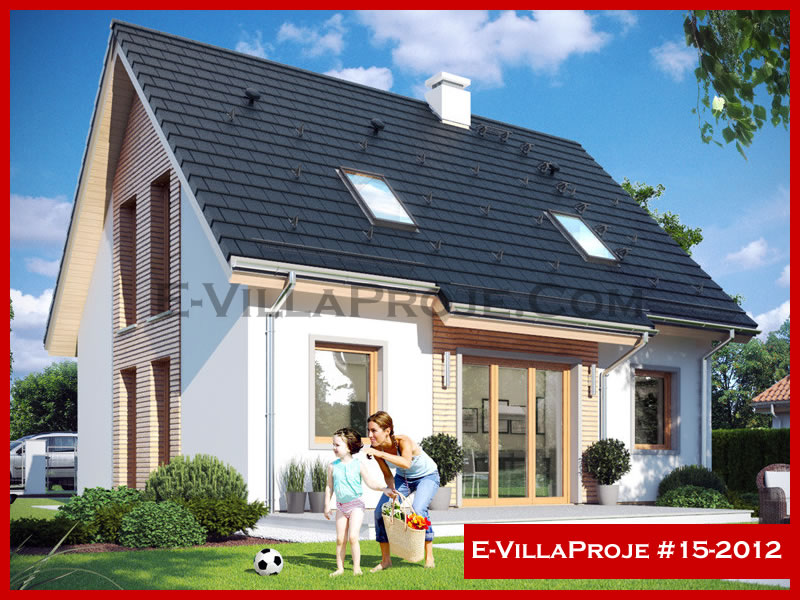 154 m² 2 Katlı (Dubleks) 4+1 Amerikan Çelik Konstrüksiyon Villa (Ev Villa Proje #15 - 2012) Cephe Görünümü ve Kat Planı