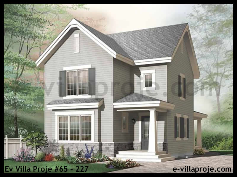 154 m² 2 Katlı (Dubleks) 4+1 Geleneksel Çelik Konstrüksiyon Villa (Ev Villa Proje #65 - 227) Cephe Görünümü ve Kat Planı
