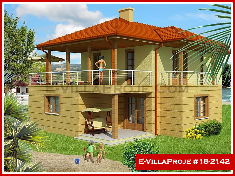 156 m² 2 Katlı (Dubleks) 4+1 Ekonomik Çelik Konstrüksiyon Villa (Ev Villa Proje #18 - 2142) Cephe Görünümü ve Kat Planı