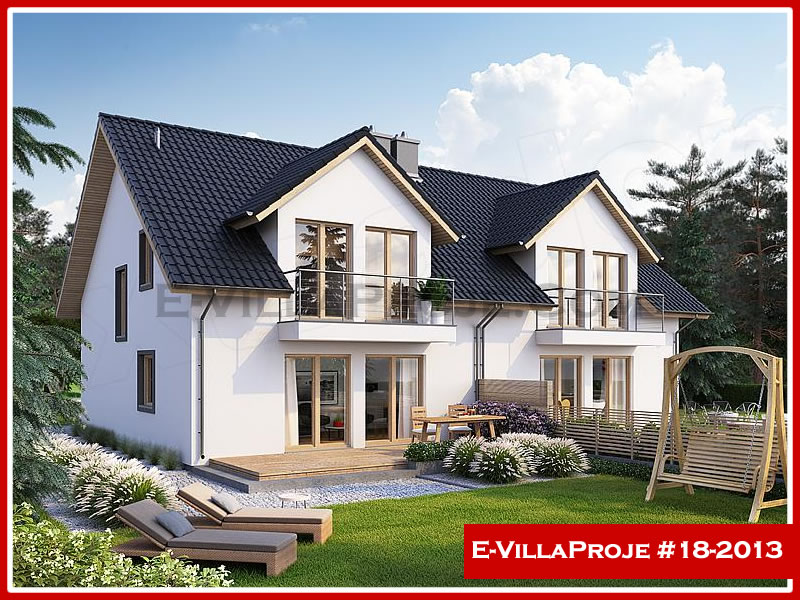 157 m² 2 Katlı (Dubleks) 4+1 İkiz Çelik Konstrüksiyon Villa (Ev Villa Proje #18 - 2013) Cephe Görünümü ve Kat Planı