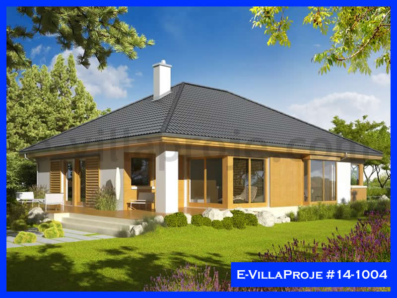 157 m² Tek Katlı 4+1 Özel Tasarım  Proje Çelik Konstrüksiyon Villa (Ev Villa Proje #14 - 1004) Cephe Görünümü ve Kat Planı