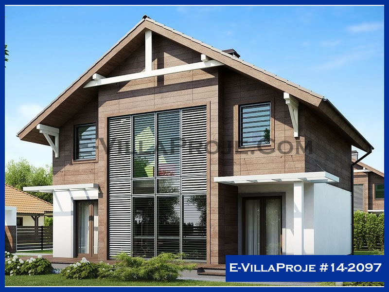 158 m² 2 Katlı (Dubleks) 4+1 Özel Tasarım  Proje Çelik Konstrüksiyon Villa (Ev Villa Proje #14 - 2097) Cephe Görünümü ve Kat Planı