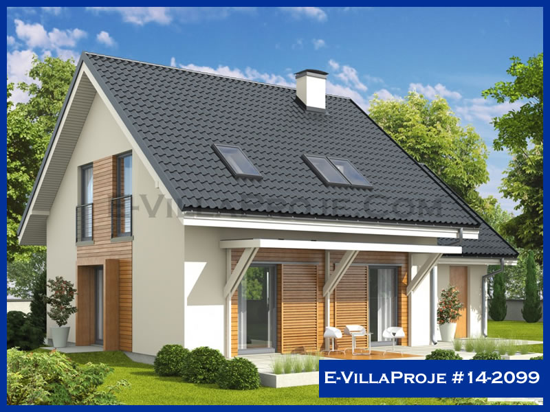 158 m² 2 Katlı (Dubleks) 4+1 Özel Tasarım  Proje Çelik Konstrüksiyon Villa (Ev Villa Proje #14 - 2099) Cephe Görünümü ve Kat Planı