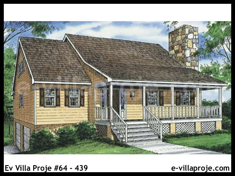 159 m² 2 Katlı (Dubleks) 4+1 Çiftlik Çelik Konstrüksiyon Villa (Ev Villa Proje #64 - 439) Cephe Görünümü ve Kat Planı