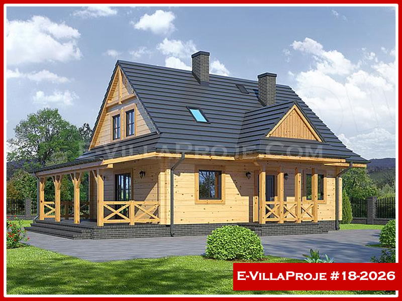 160 m² 2 Katlı (Dubleks) 4+1 Ahşap Çelik Konstrüksiyon Villa (Ev Villa Proje #18 - 2026) Cephe Görünümü ve Kat Planı