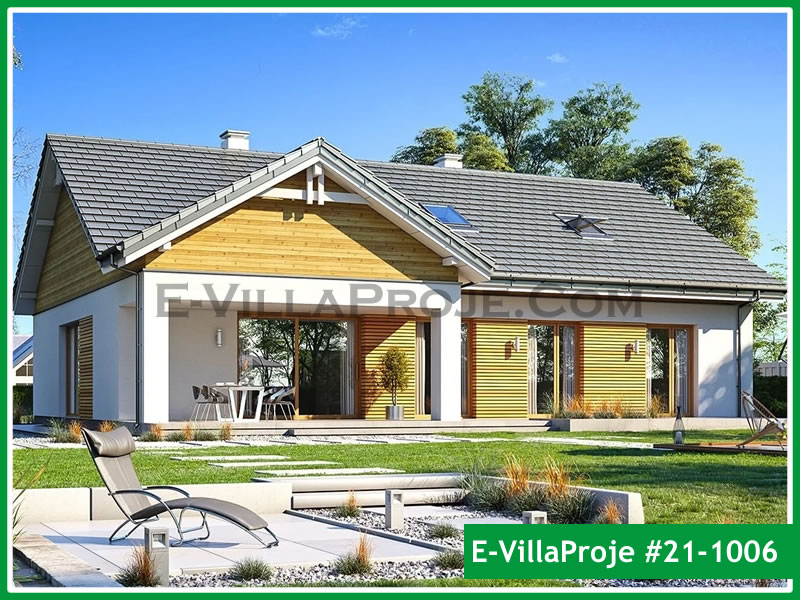 160 m² Tek Katlı 4+1 Çiftlik Çelik Konstrüksiyon Villa (Ev Villa Proje #21 - 1006) Cephe Görünümü ve Kat Planı
