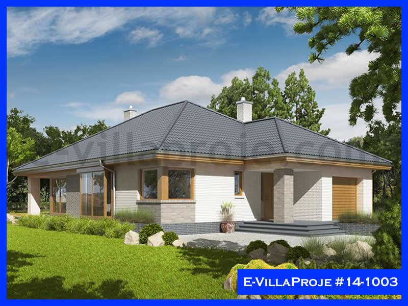 161 m² Tek Katlı 4+1 Özel Tasarım  Proje Çelik Konstrüksiyon Villa (Ev Villa Proje #14 - 1003) Cephe Görünümü ve Kat Planı