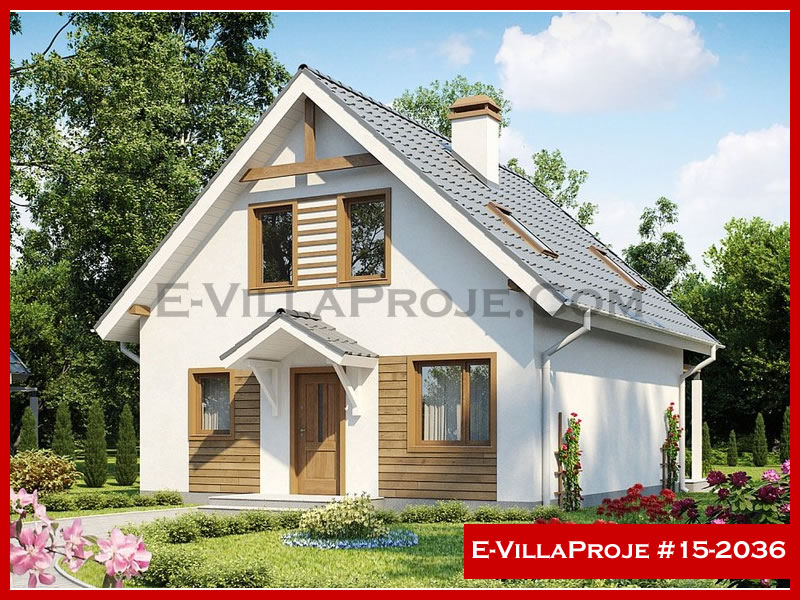 162 m² 2 Katlı (Dubleks) 4+1 Amerikan Çelik Konstrüksiyon Villa (Ev Villa Proje #15 - 2036) Cephe Görünümü ve Kat Planı