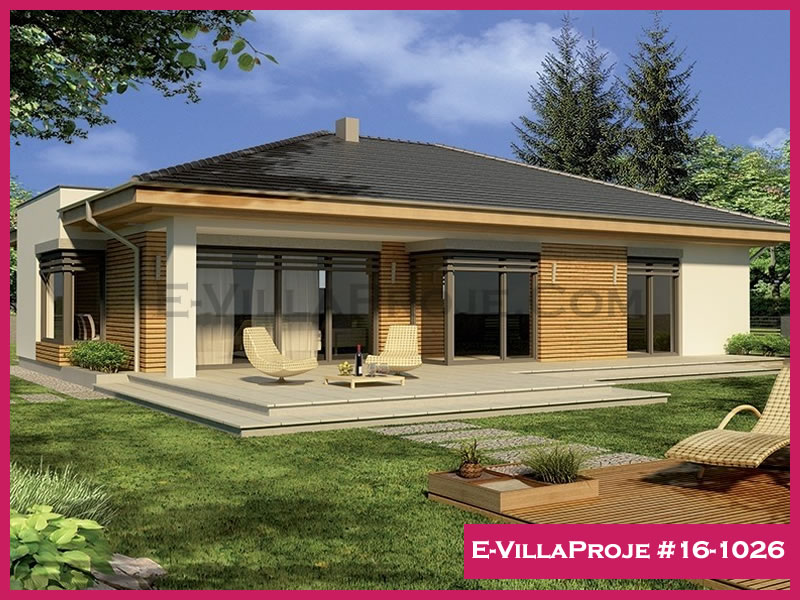 162 m² Tek Katlı 4+1 Modern Çelik Konstrüksiyon Villa (Ev Villa Proje #16 - 1026) Cephe Görünümü ve Kat Planı