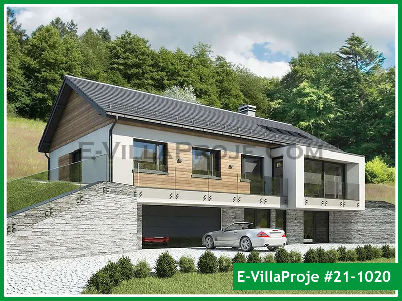 163 m² Tek Katlı 4+1 Çiftlik Çelik Konstrüksiyon Villa (Ev Villa Proje #21 - 1020) Cephe Görünümü ve Kat Planı