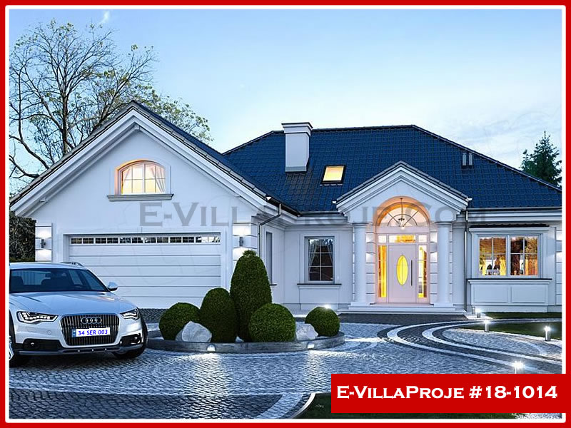 163 m² Tek Katlı 4+1 Modern Çelik Konstrüksiyon Villa (Ev Villa Proje #18 - 1014) Cephe Görünümü ve Kat Planı