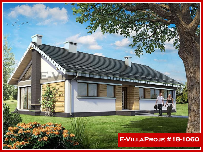 163 m² Tek Katlı 4+1 Şehir Tarzı lar Çelik Konstrüksiyon Villa (Ev Villa Proje #18 - 1060) Cephe Görünümü ve Kat Planı