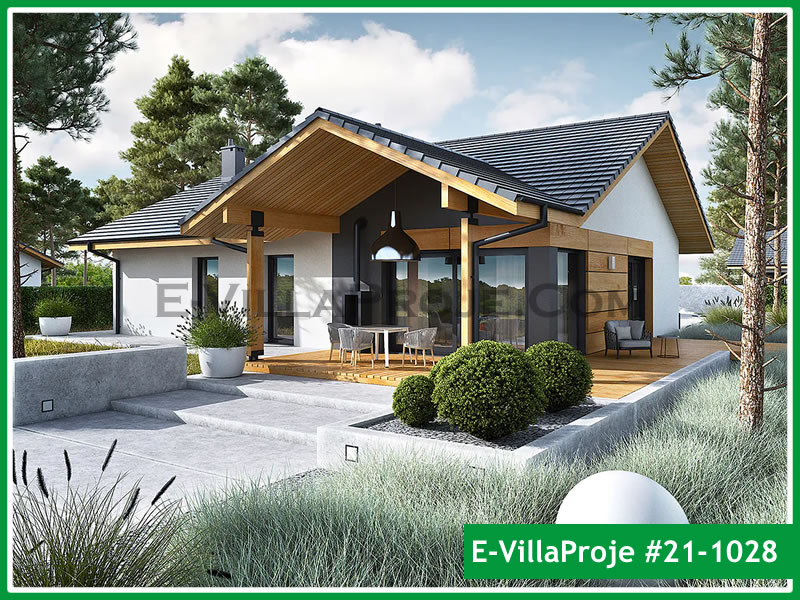 163 m² Tek Katlı 4+1 Modern Çelik Konstrüksiyon Villa (Ev Villa Proje #21 - 1028) Cephe Görünümü ve Kat Planı