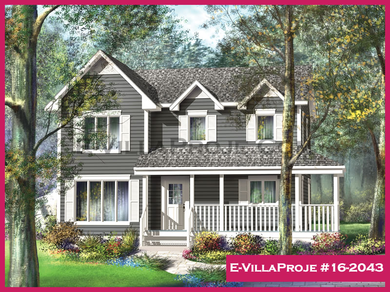 164 m² 2 Katlı (Dubleks) 4+1 Amerikan Çelik Konstrüksiyon Villa (Ev Villa Proje #16 - 2043) Cephe Görünümü ve Kat Planı
