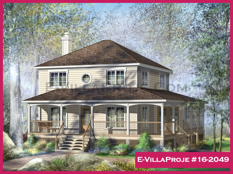 165 m² 2 Katlı (Dubleks) 4+1 Amerikan Çelik Konstrüksiyon Villa (Ev Villa Proje #16 - 2049) Cephe Görünümü ve Kat Planı
