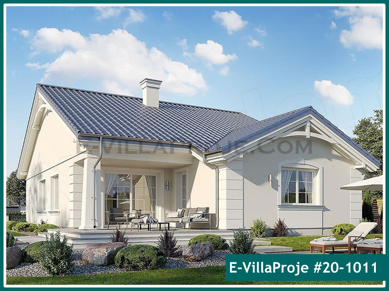 165 m² Tek Katlı 4+1 Şehir Tarzı lar Çelik Konstrüksiyon Villa (Ev Villa Proje #20 - 1011) Cephe Görünümü ve Kat Planı