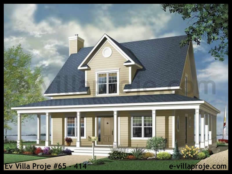 166 m² 2 Katlı (Dubleks) 4+1 Geleneksel Çelik Konstrüksiyon Villa (Ev Villa Proje #65 - 414) Cephe Görünümü ve Kat Planı