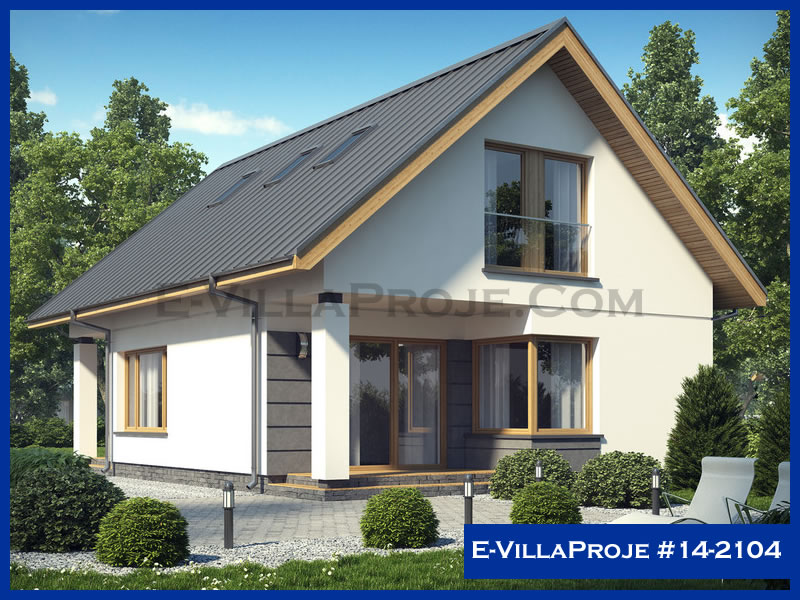 166 m² 2 Katlı (Dubleks) 4+1 Özel Tasarım  Proje Çelik Konstrüksiyon Villa (Ev Villa Proje #14 - 2104) Cephe Görünümü ve Kat Planı