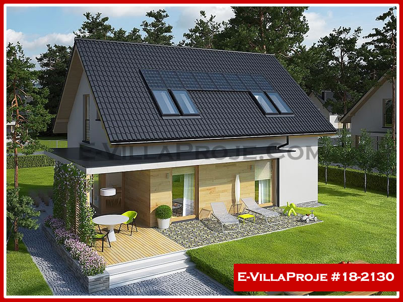 167 m² 2 Katlı (Dubleks) 4+1 Amerikan Çelik Konstrüksiyon Villa (Ev Villa Proje #18 - 2130) Cephe Görünümü ve Kat Planı