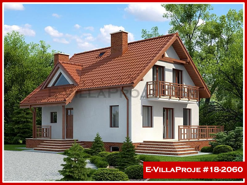 167 m² 2 Katlı (Dubleks) 4+1 Özel Tasarım  Proje Çelik Konstrüksiyon Villa (Ev Villa Proje #18 - 2060) Cephe Görünümü ve Kat Planı