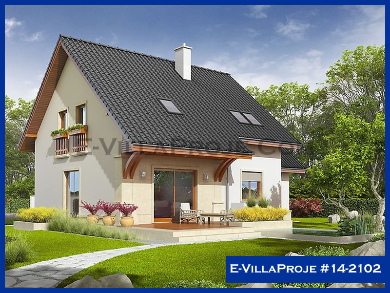 168 m² 2 Katlı (Dubleks) 4+1 Modern Çelik Konstrüksiyon Villa (Ev Villa Proje #14 - 2102) Cephe Görünümü ve Kat Planı