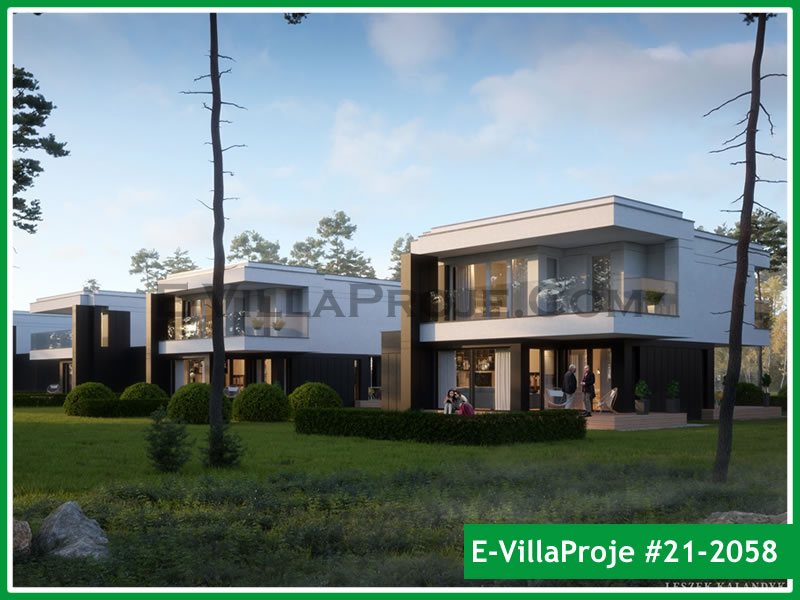 168 m² 2 Katlı (Dubleks) 4+1 Modern Çelik Konstrüksiyon Villa (Ev Villa Proje #21 - 2058) Cephe Görünümü ve Kat Planı