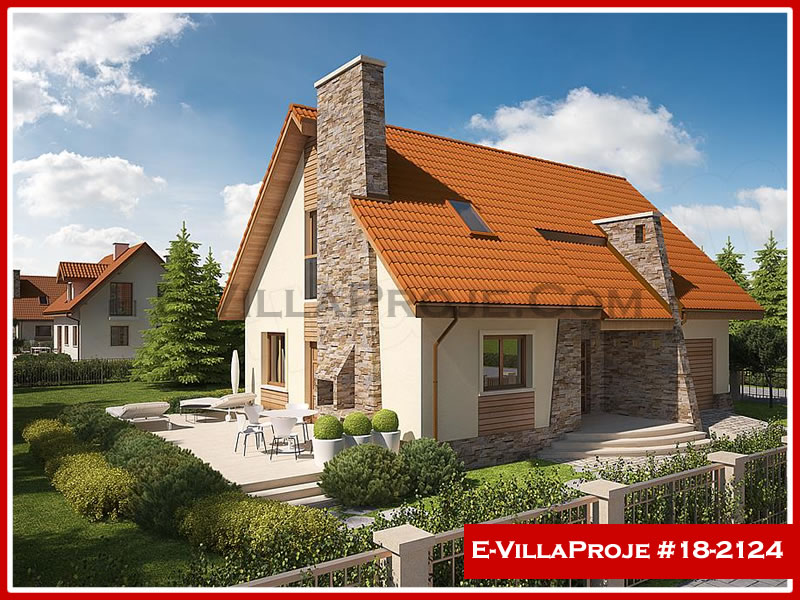 168 m² 2 Katlı (Dubleks) 4+1 Özel Tasarım  Proje Çelik Konstrüksiyon Villa (Ev Villa Proje #18 - 2124) Cephe Görünümü ve Kat Planı